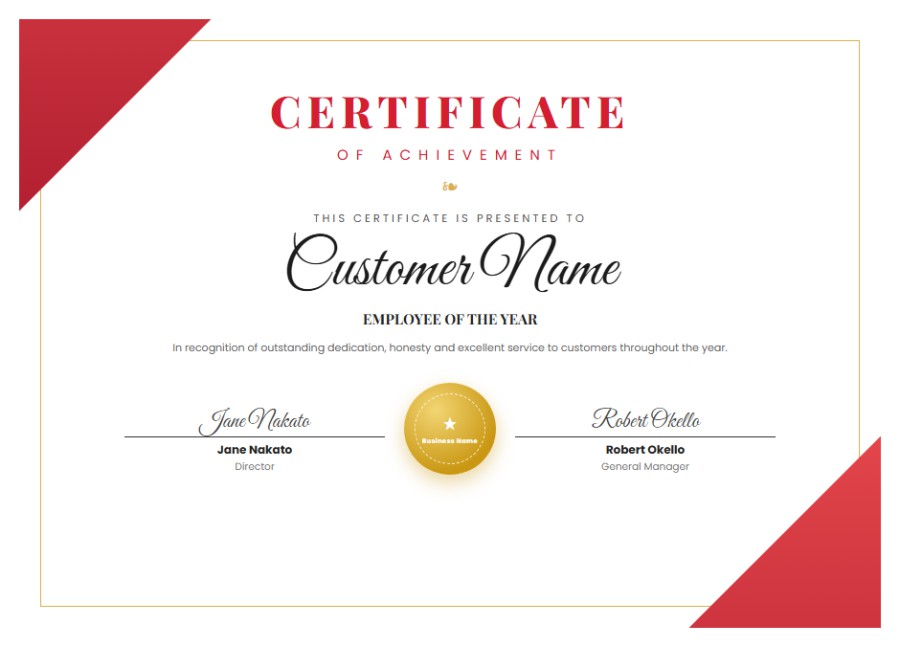Classic Red Certificate