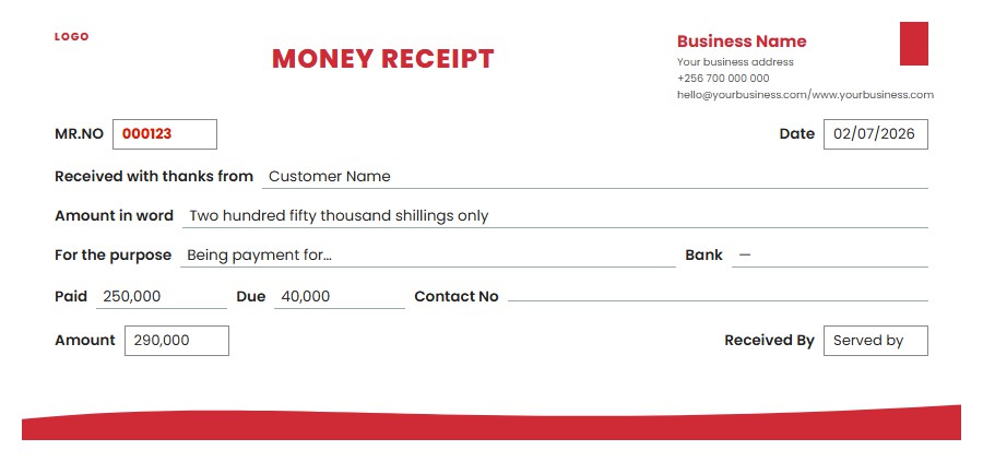 Crimson Money Receipt